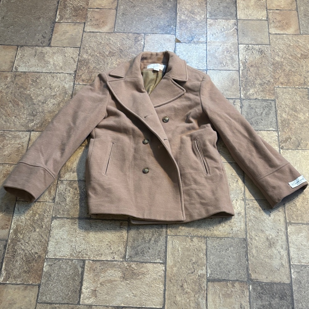 ANDREA FENZI Women's Classic Tan Pea Coat
